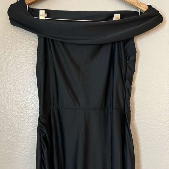 NWOT Absolute Glamour Black Off-the-Shoulder Maxi Dress - Picture 4 of 8